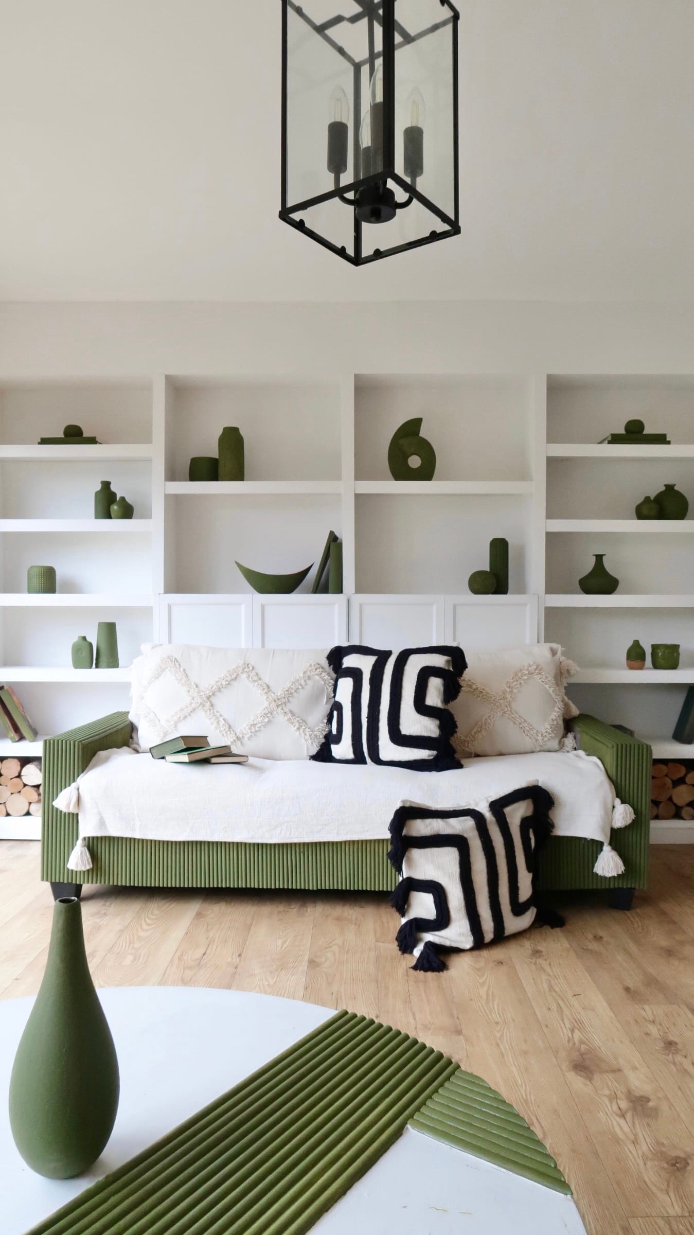 Reeded textured sofa