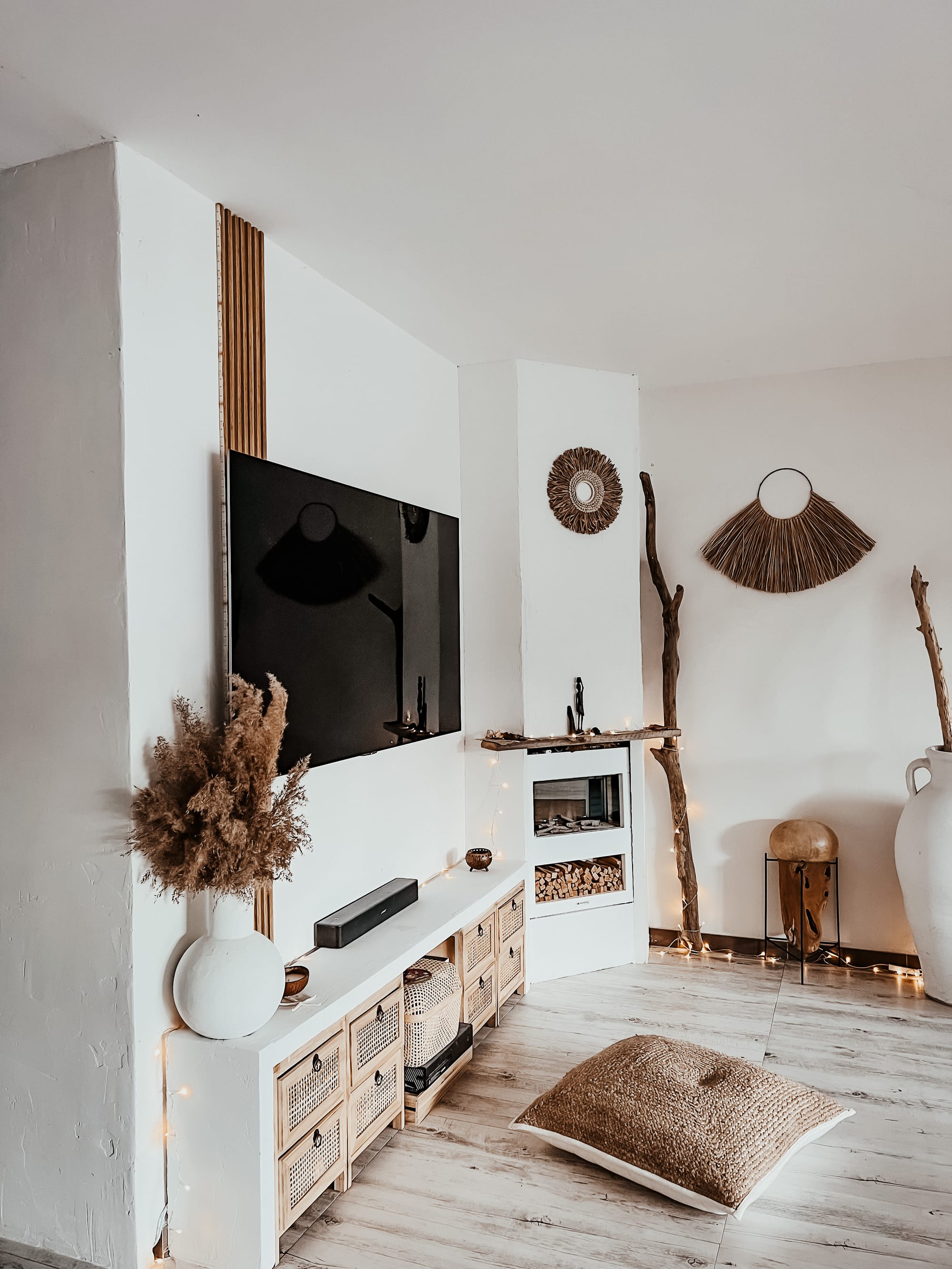 Diy fireplace with cellular concrete